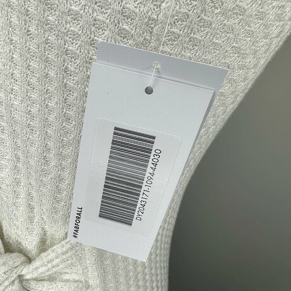 NWT JUSTFAB Sleeveless Wrap Cocktail Dress White / Silver Metallic Size Medium - Picture 10 of 11